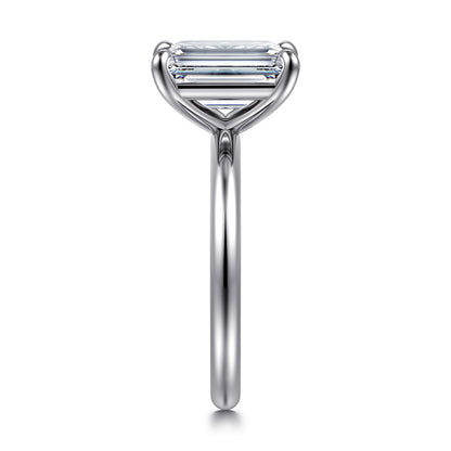 14K White Gold Emerald Cut Solitaire Engagement Ring — Gabriel & Co. ER15619E12W4JJJ; center stone shown for illustration, not included