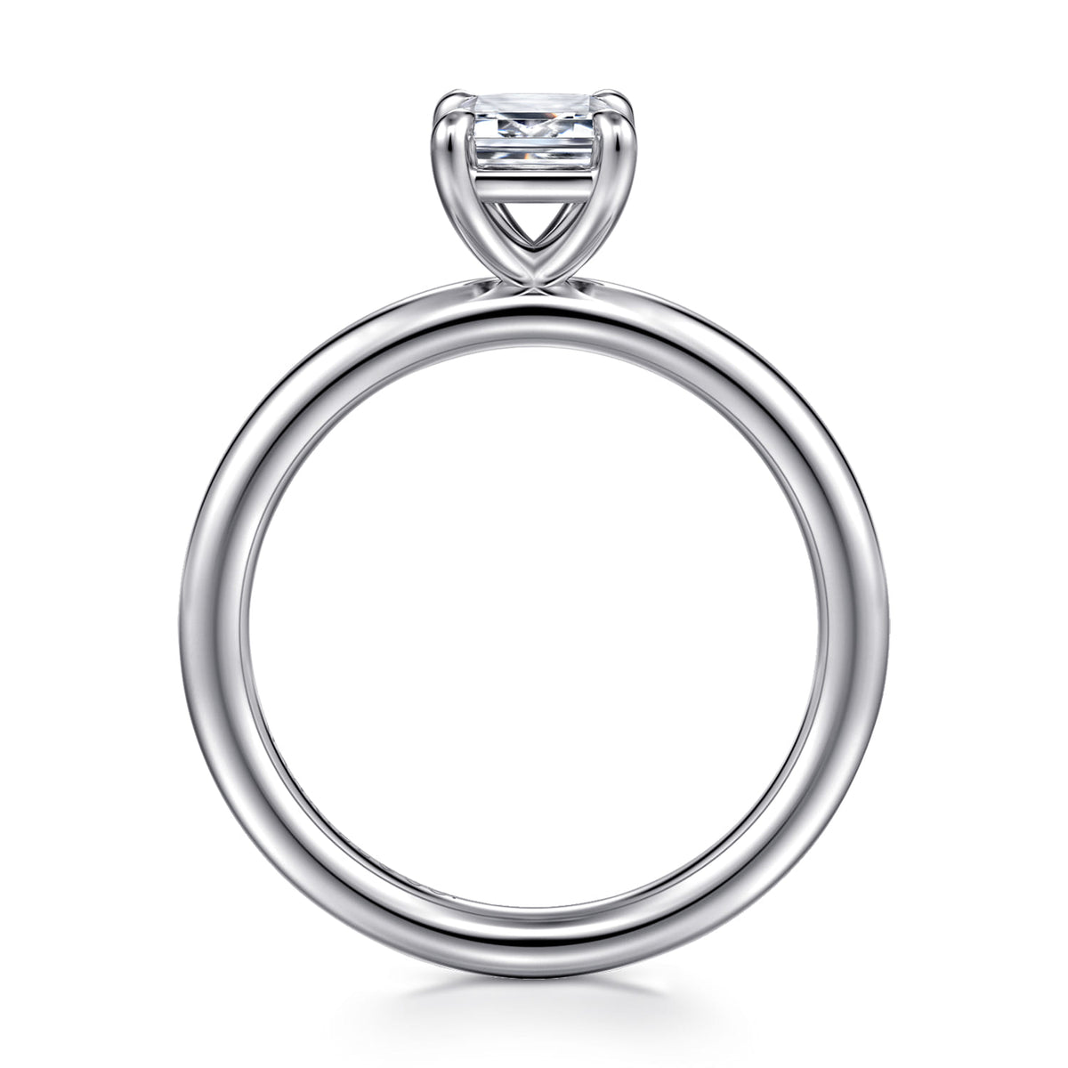 14K White Gold Emerald Cut Solitaire Engagement Ring — Gabriel & Co. ER15619E4W4JJJ; center stone shown for illustration, not included