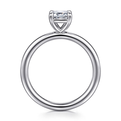 14K White Gold Emerald Cut Solitaire Engagement Ring — Gabriel & Co. ER15619E4W4JJJ; center stone shown for illustration, not included