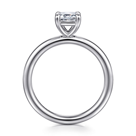 14K White Gold Emerald Cut Solitaire Engagement Ring — Gabriel & Co. ER15619E4W4JJJ; center stone shown for illustration, not included