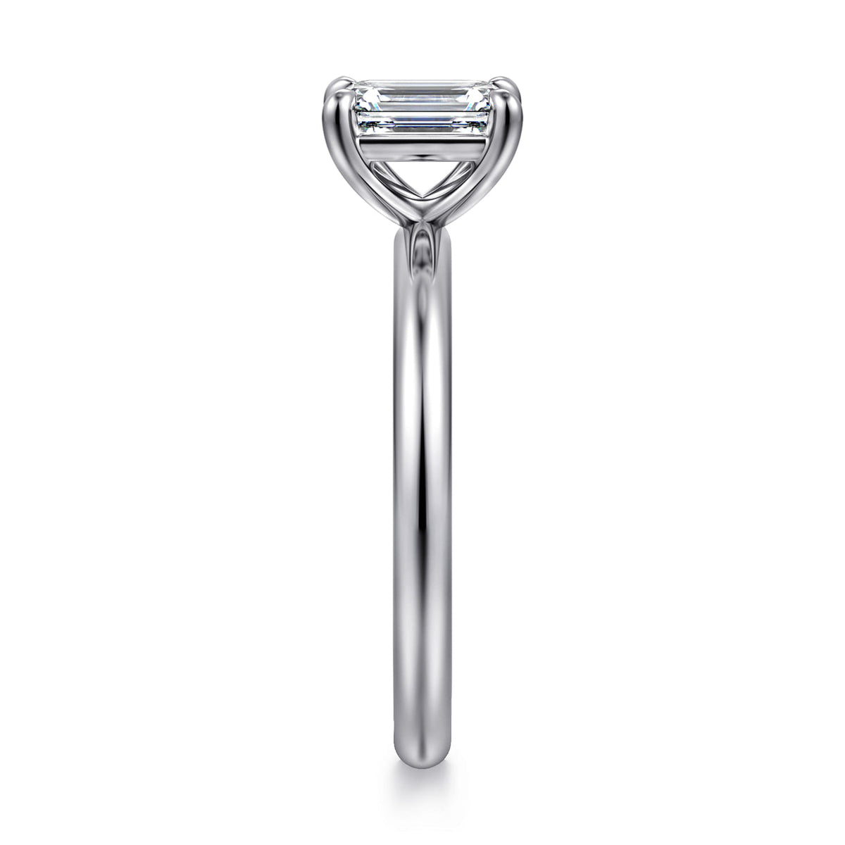 14K White Gold Emerald Cut Solitaire Engagement Ring — Gabriel & Co. ER15619E4W4JJJ; center stone shown for illustration, not included