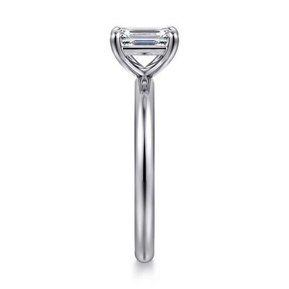 14K White Gold Emerald Cut Solitaire Engagement Ring — Gabriel & Co. ER15619E4W4JJJ; center stone shown for illustration, not included