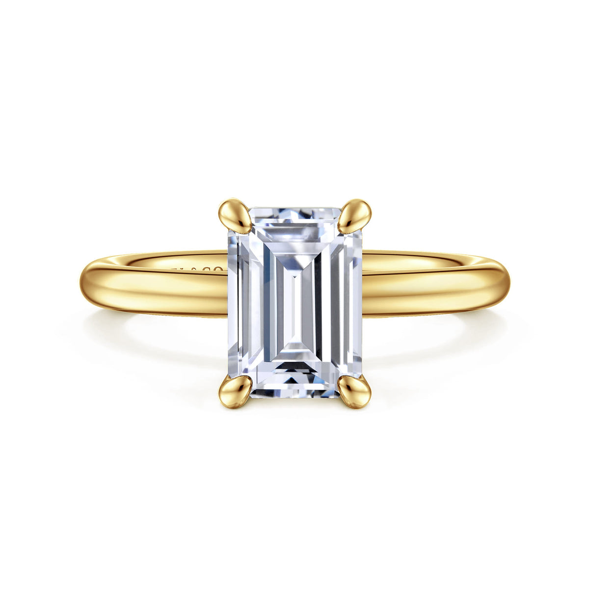 14K Yellow Gold Emerald Cut Diamond Engagement Ring — Gabriel & Co. ER15619E8Y4JJJ; center stone shown for illustration, not included
