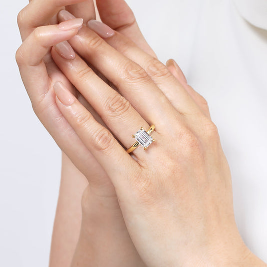 14K Yellow Gold Emerald Cut Diamond Engagement Ring — Gabriel & Co. ER15619E8Y4JJJ; center stone shown for illustration, not included