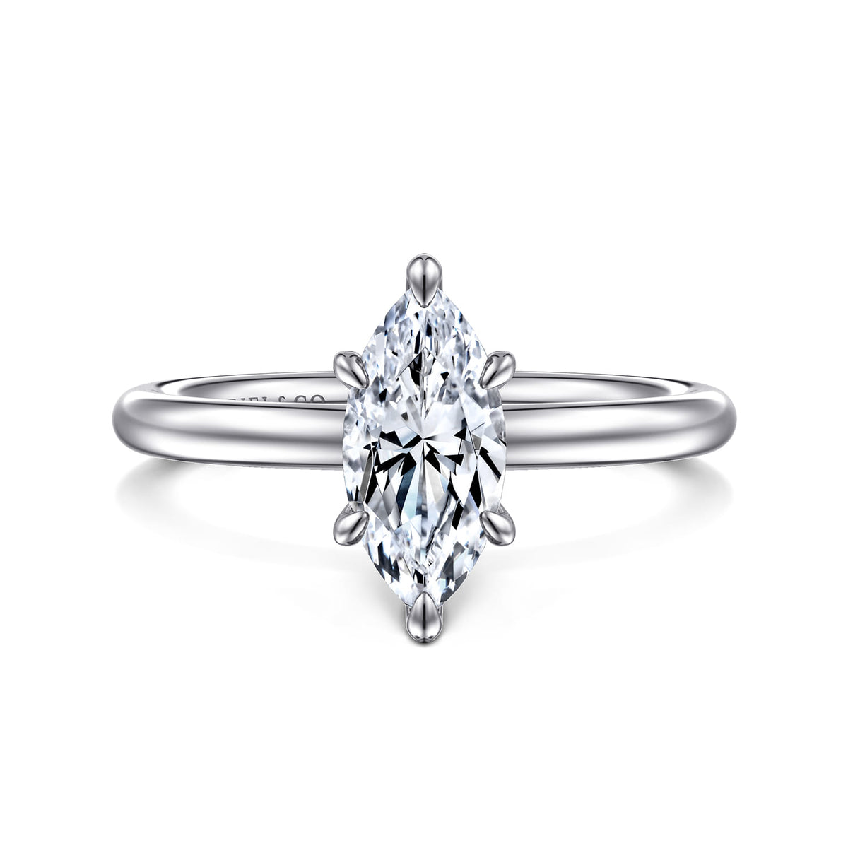 14K White Gold Marquise Shape Solitaire Engagement Ring — ER15619M4W4JJJ; center stone shown for illustration, not included