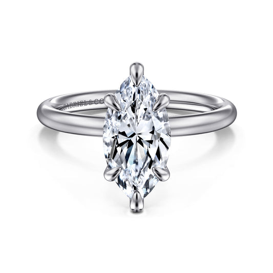 14K White Gold Marquise Shape Solitaire Engagement Ring — Gabriel & Co. ER15619M8W4JJJ; center stone shown for illustration, not included
