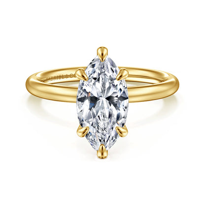 14K Yellow Gold Marquise Shape Solitaire Engagement Ring — Gabriel & Co. ER15619M8Y4JJJ; center stone shown for illustration, not included