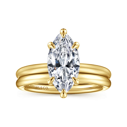 14K Yellow Gold Marquise Shape Solitaire Engagement Ring — Gabriel & Co. ER15619M8Y4JJJ; center stone shown for illustration, not included