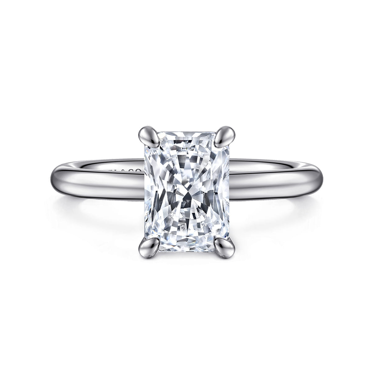 14K White Gold Radiant Cut Solitaire Engagement Ring — ER15619N8W4JJJ; center stone shown for illustration, not included