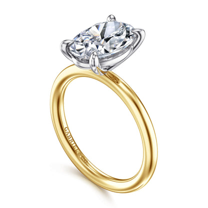 14K White&Yellow Gold Oval Solitaire Engagement Ring — Gabriel & Co. ER15619O12M4JJJ; center stone shown for illustration, not included