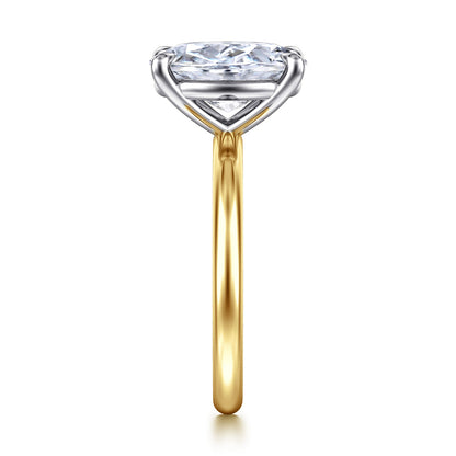 14K White&Yellow Gold Oval Solitaire Engagement Ring — Gabriel & Co. ER15619O12M4JJJ; center stone shown for illustration, not included