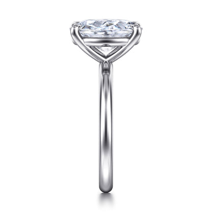 14K White Gold Oval Solitaire Engagement Ring — Gabriel & Co. ER15619O12W4JJJ; center stone shown for illustration, not included