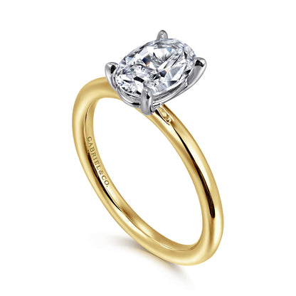 14K White&Yellow Gold Oval Solitaire Engagement Ring — Gabriel & Co. ER15619O4M4JJJ; center stone shown for illustration, not included