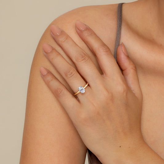 14K White&Yellow Gold Oval Solitaire Engagement Ring — Gabriel & Co. ER15619O4M4JJJ; center stone shown for illustration, not included