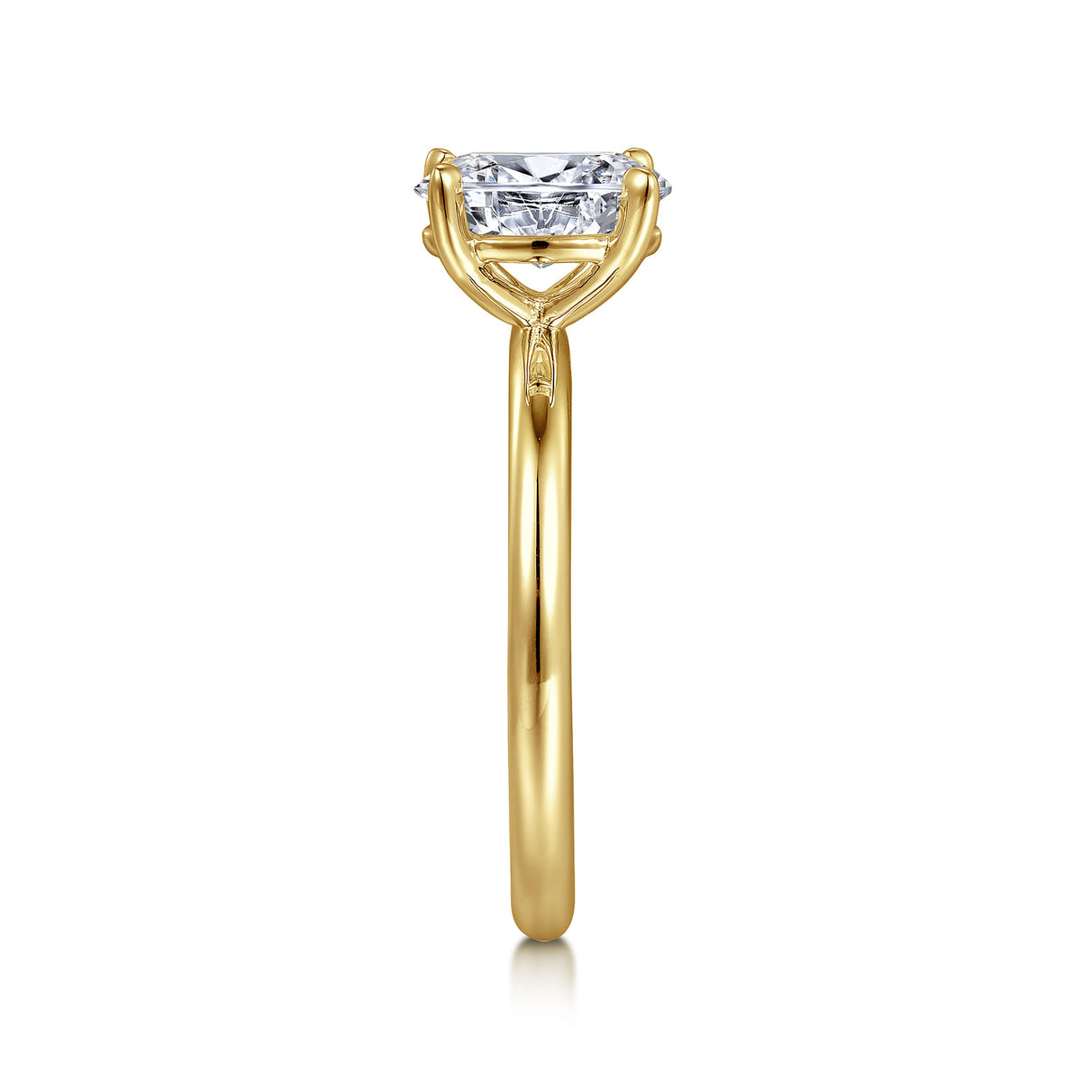 14K Yellow Gold Oval Solitaire Engagement Ring — Gabriel & Co. ER15619O4Y4JJJ; center stone shown for illustration, not included