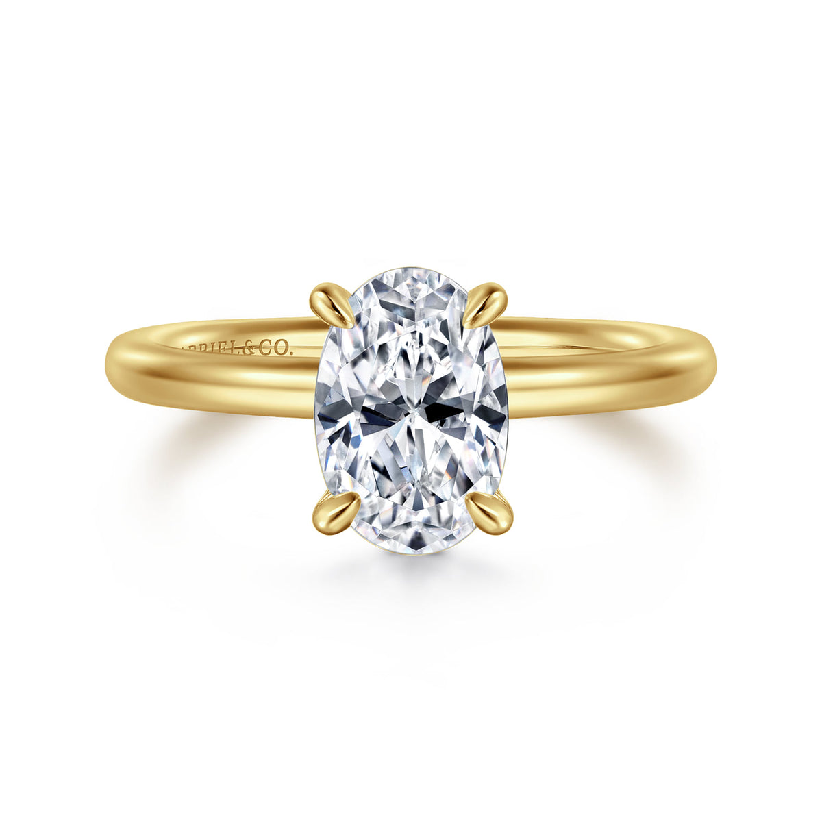 14K Yellow Gold Oval Solitaire Engagement Ring — ER15619O6Y4JJJ; center stone shown for illustration, not included