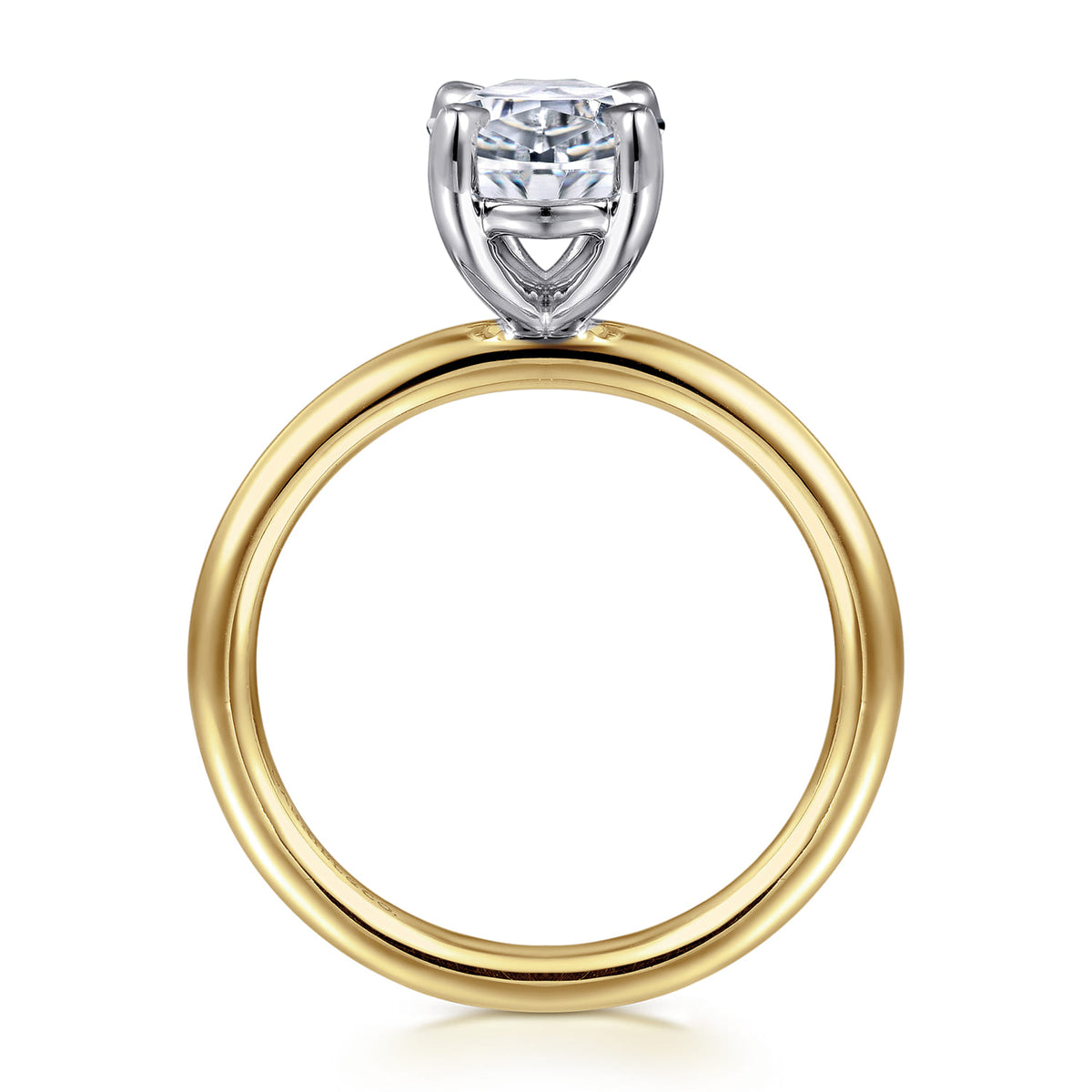 14K White&Yellow Gold Oval Solitaire Engagement Ring — Gabriel & Co. ER15619O8M4JJJ; center stone shown for illustration, not included