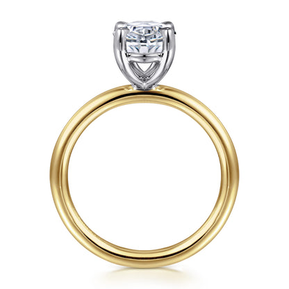 14K White&Yellow Gold Oval Solitaire Engagement Ring — Gabriel & Co. ER15619O8M4JJJ; center stone shown for illustration, not included