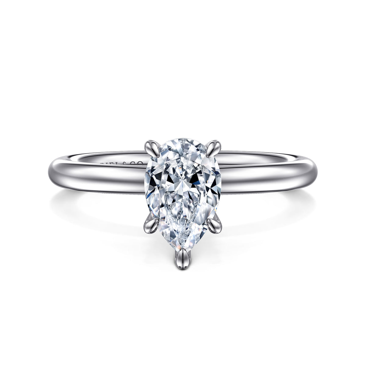 14K White Gold Pear Shape Solitaire Engagement Ring — ER15619P4W4JJJ; center stone shown for illustration, not included