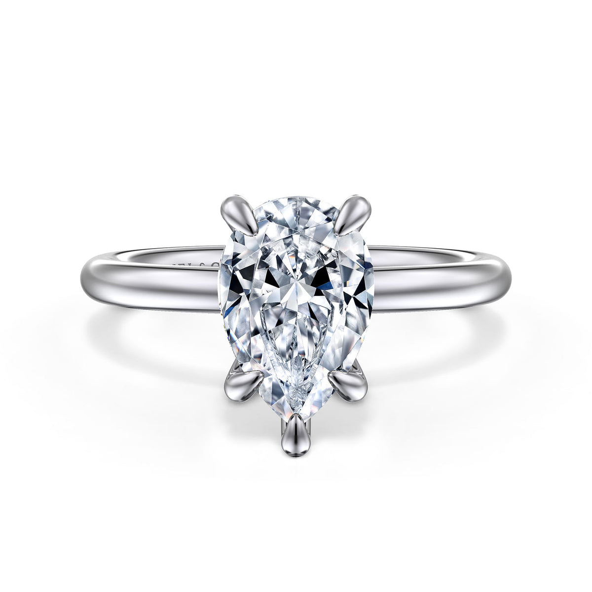 14K White Gold Pear Shape Solitaire Engagement Ring — ER15619P8W4JJJ; center stone shown for illustration, not included