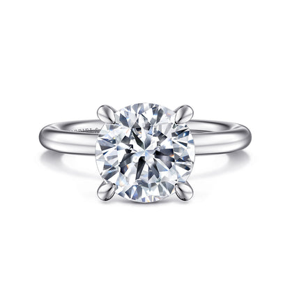 14K White Gold Round Solitaire Engagement Ring — Gabriel & Co. ER15619R12W4JJJ; center stone shown for illustration, not included