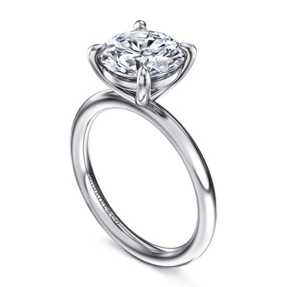 14K White Gold Round Solitaire Engagement Ring — Gabriel & Co. ER15619R12W4JJJ; center stone shown for illustration, not included