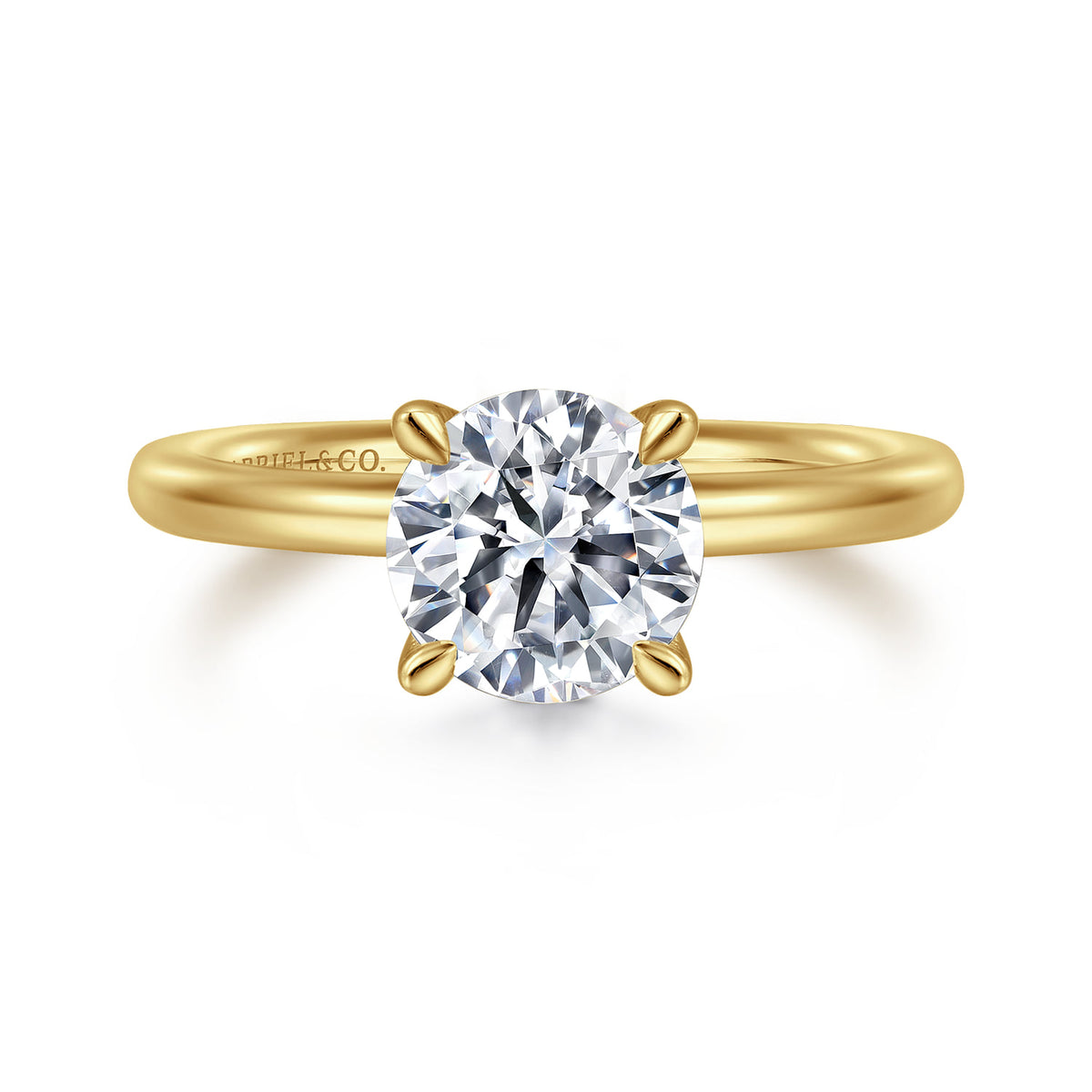 14K Yellow Gold Round Solitaire Engagement Ring — ER15619R6Y4JJJ; center stone shown for illustration, not included
