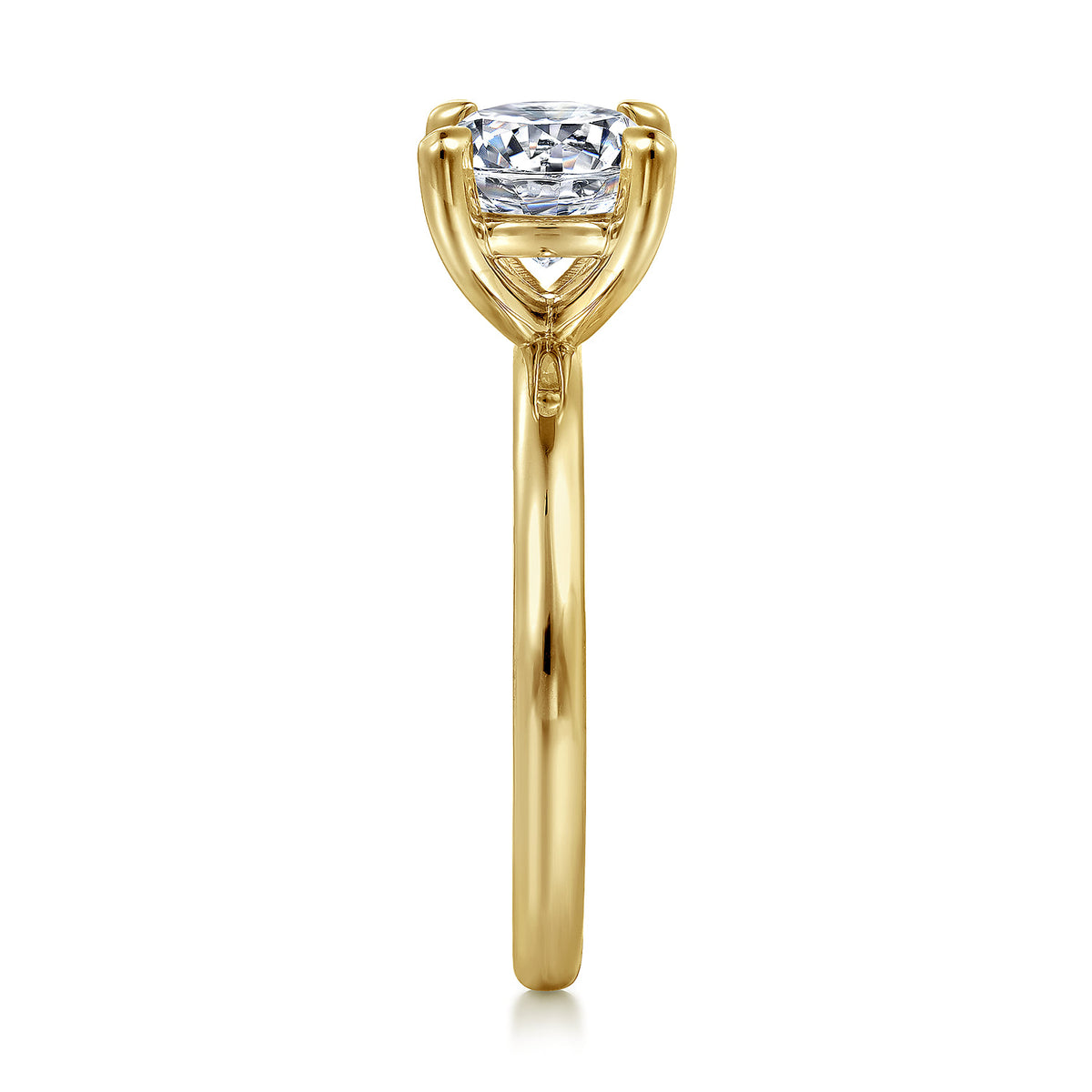 14K Yellow Gold Round Solitaire Engagement Ring — Gabriel & Co. ER15619R8Y4JJJ; center stone shown for illustration, not included