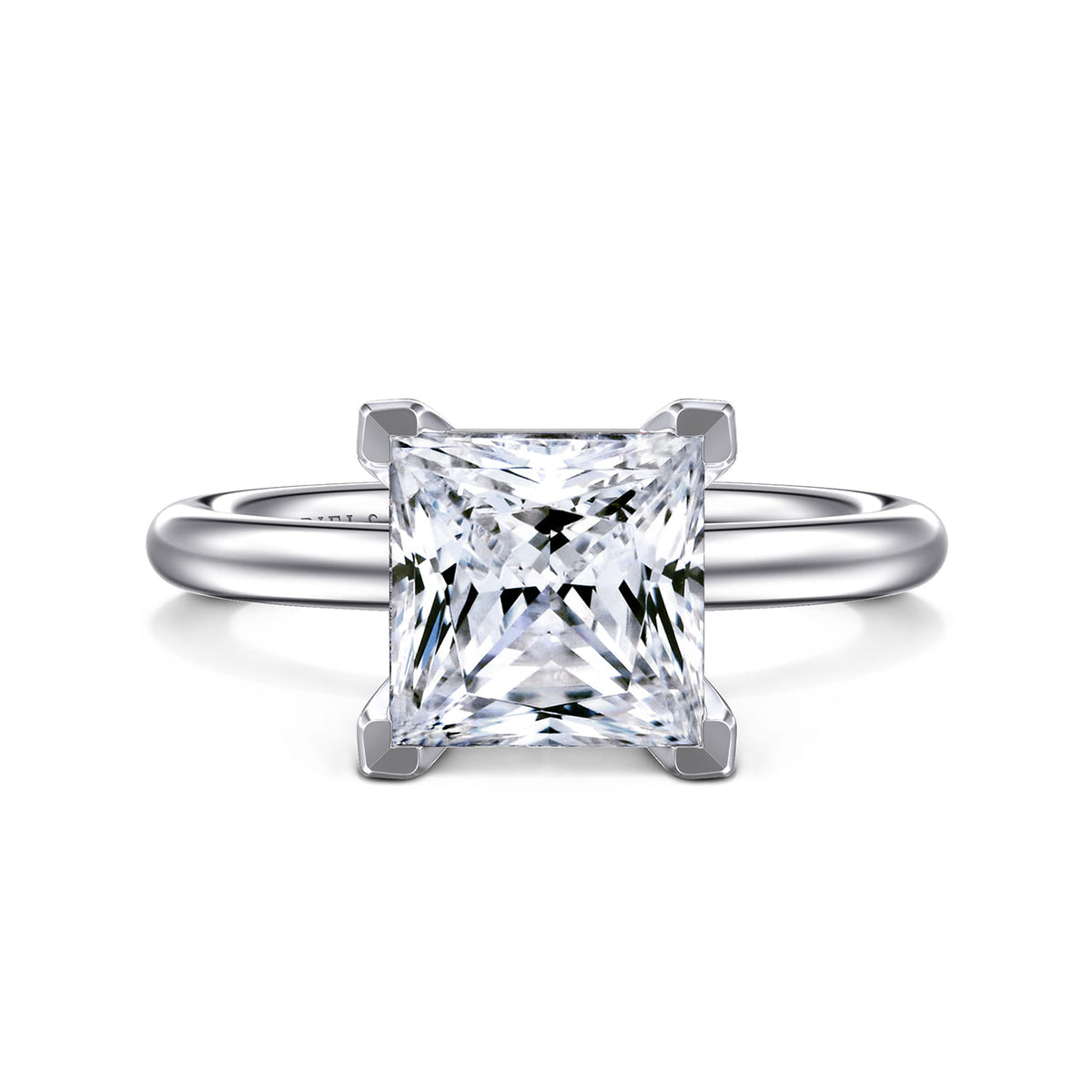 14K White Gold Princess Cut Solitaire Engagement Ring — ER15619S10W4JJJ; center stone shown for illustration, not included