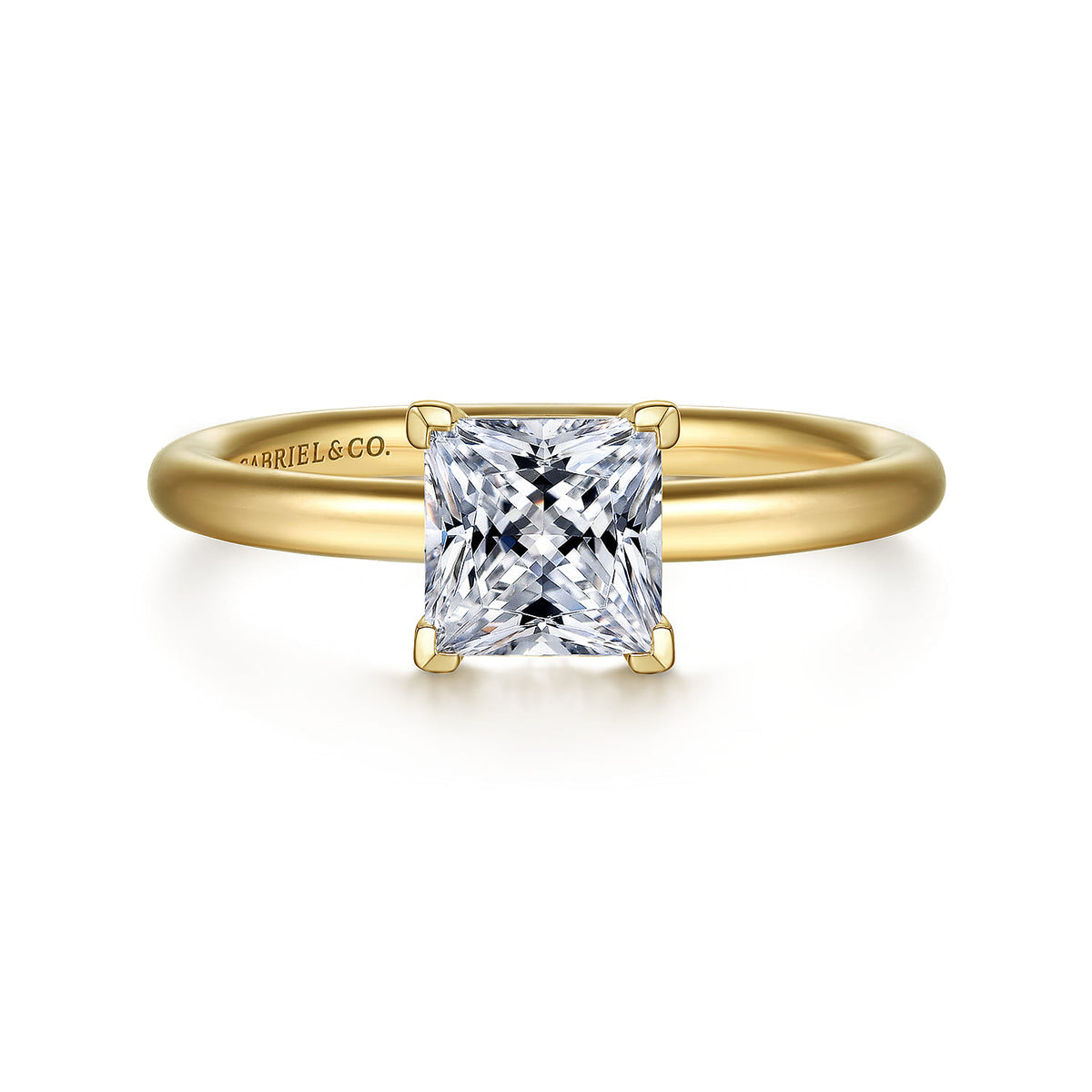 14K Yellow Gold Princess Cut Solitaire Engagement Ring — ER15619S4Y4JJJ; center stone shown for illustration, not included
