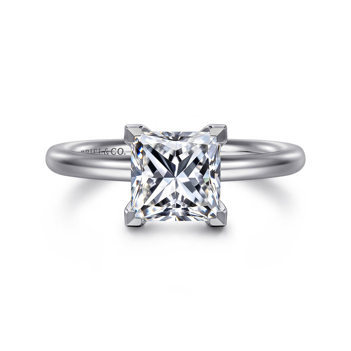 14K White Gold Princess Cut Solitaire Engagement Ring — ER15619S6W4JJJ; center stone shown for illustration, not included