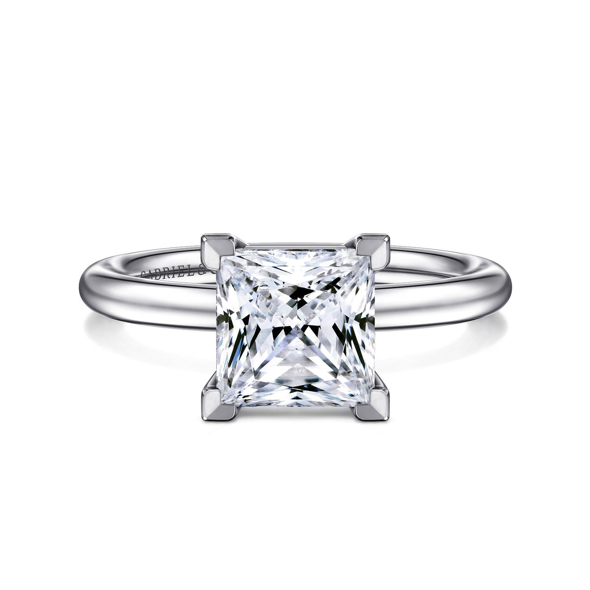 14K White Gold Princess Cut Solitaire Engagement Ring — ER15619S8W4JJJ; center stone shown for illustration, not included