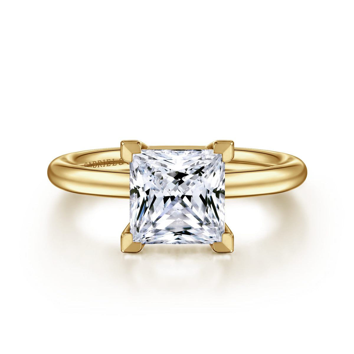14K Yellow Gold Princess Cut Solitaire Engagement Ring — ER15619S8Y4JJJ; center stone shown for illustration, not included