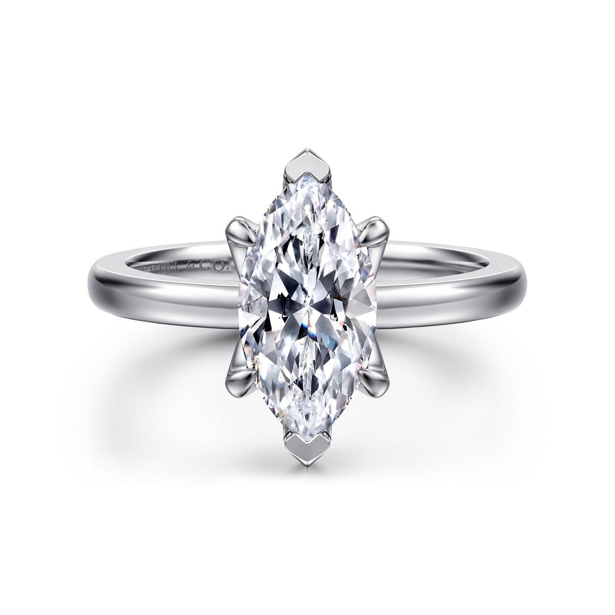 14K White Gold Marquise Shape Solitaire Engagement Ring — ER15702M6W4JJJ; center stone shown for illustration, not included