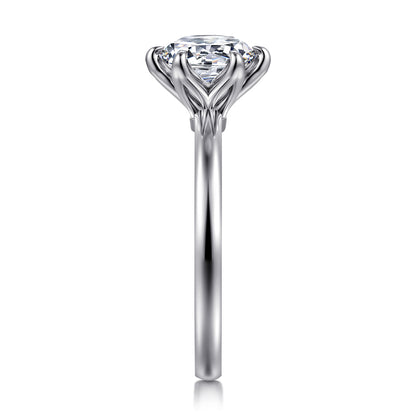 14K White Gold 6 Prong Round Solitaire Engagement Ring — Gabriel & Co. ER15702R6W4JJJ; center stone shown for illustration, not included