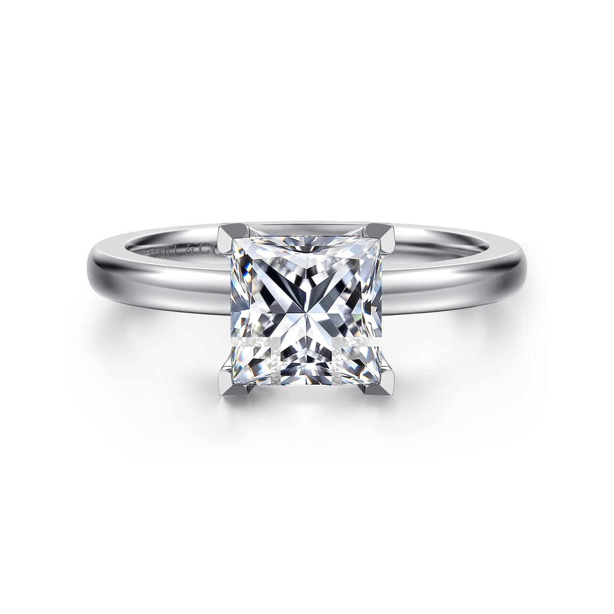 14K White Gold Princess Cut Solitaire Engagement Ring — ER15702S6W4JJJ; center stone shown for illustration, not included