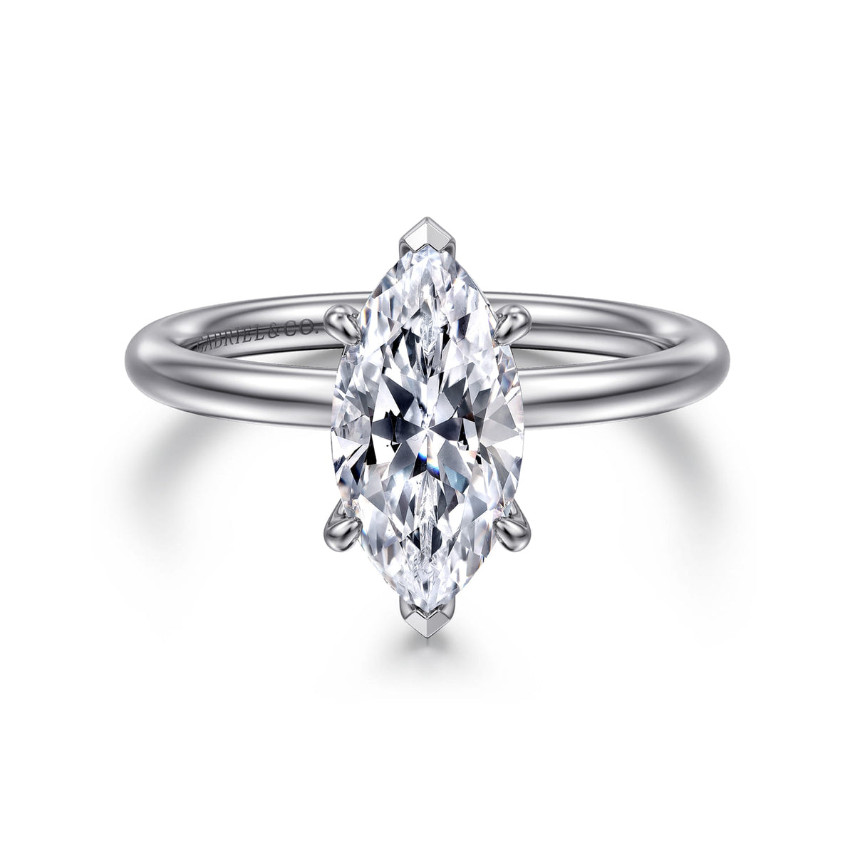 14K White Gold Solitaire Marquise Shape Diamond Engagement Ring — ER15739M6W44JJ; center stone shown for illustration, not included