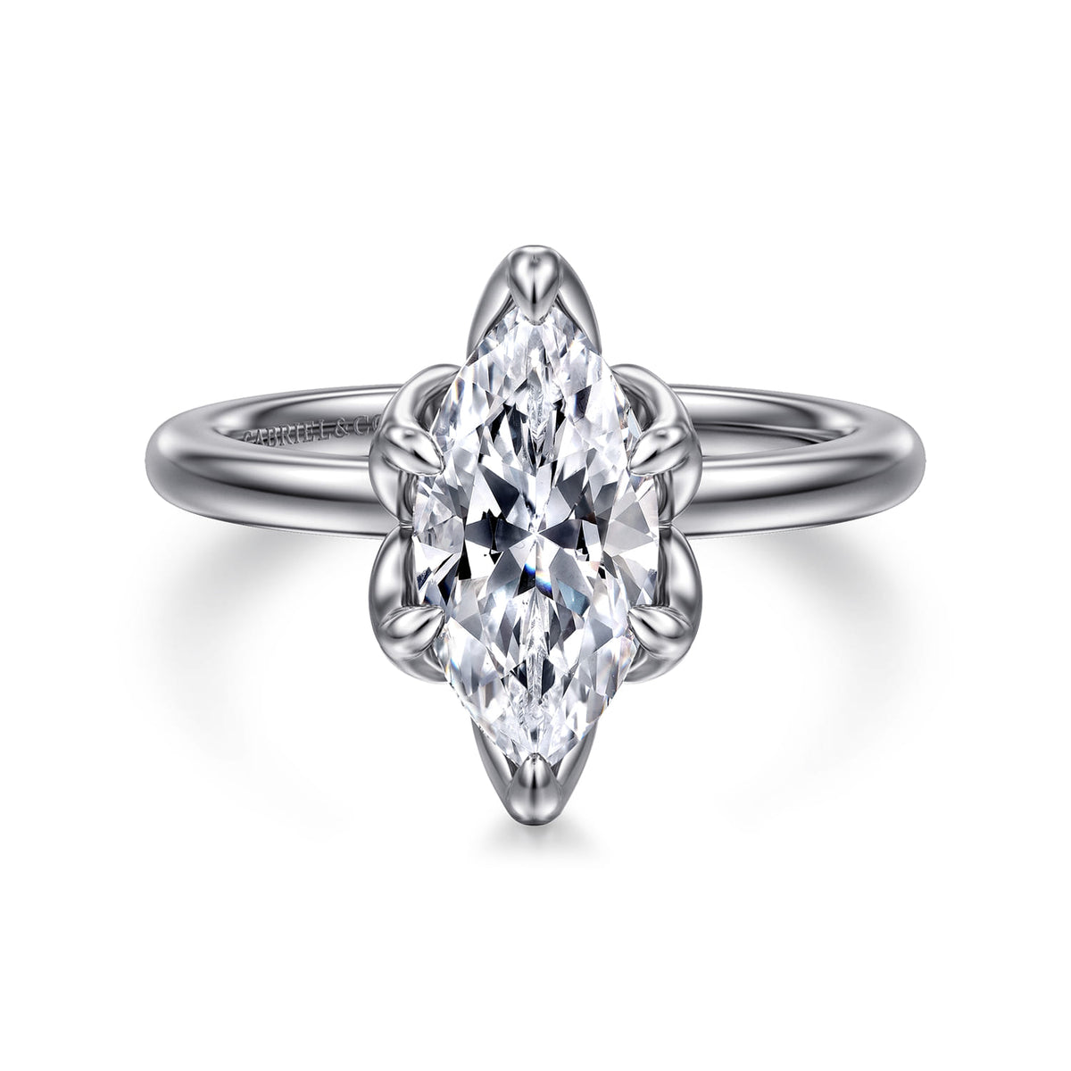 14K White Gold Marquise Shape Solitaire Engagement Ring — ER15761M6W4JJJ; center stone shown for illustration, not included
