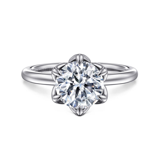 14K White Gold Round Solitaire Engagement Ring — Gabriel & Co. ER15761R8W4JJJ; center stone shown for illustration, not included