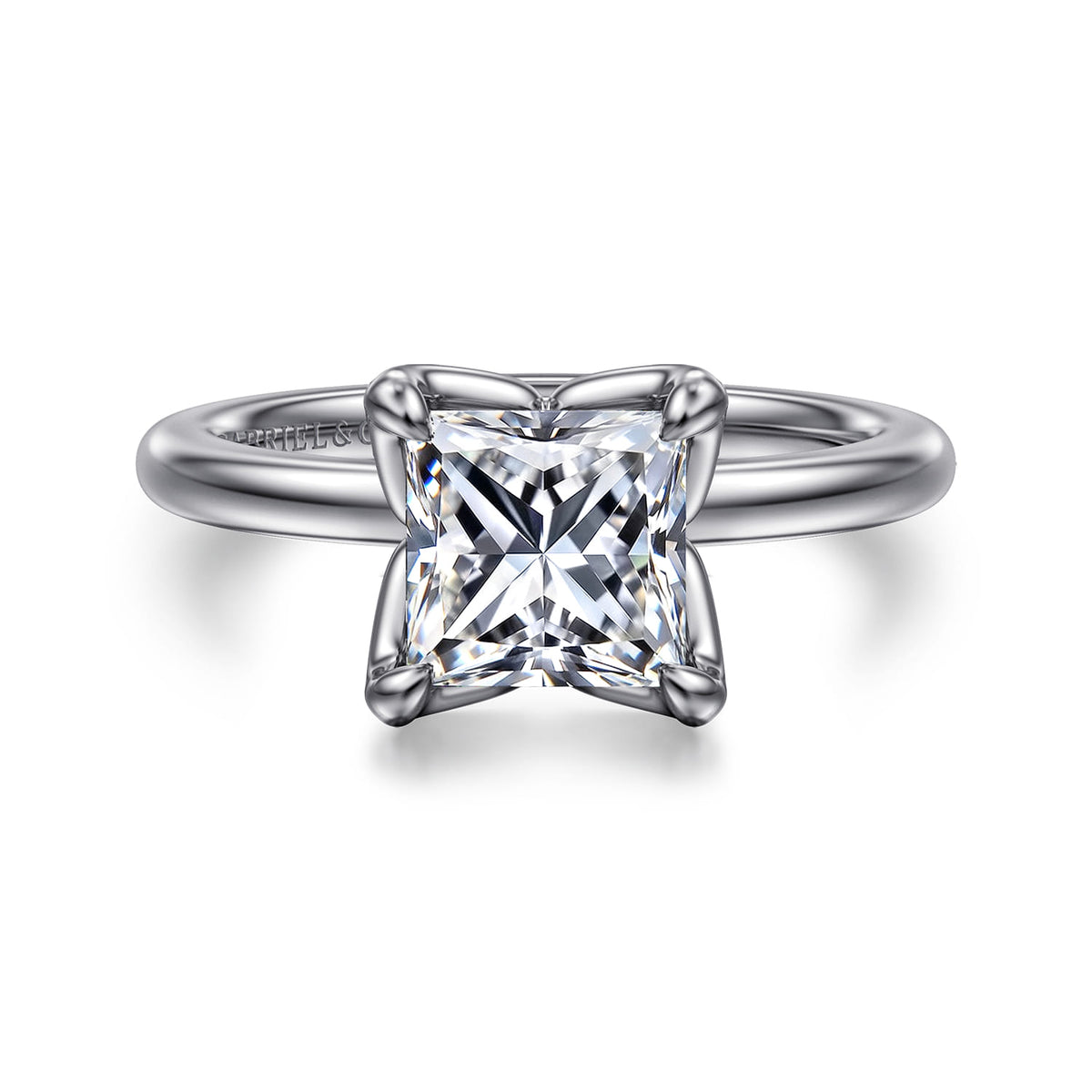 14K White Gold Princess Cut Solitaire Engagement Ring — ER15761S6W4JJJ; center stone shown for illustration, not included