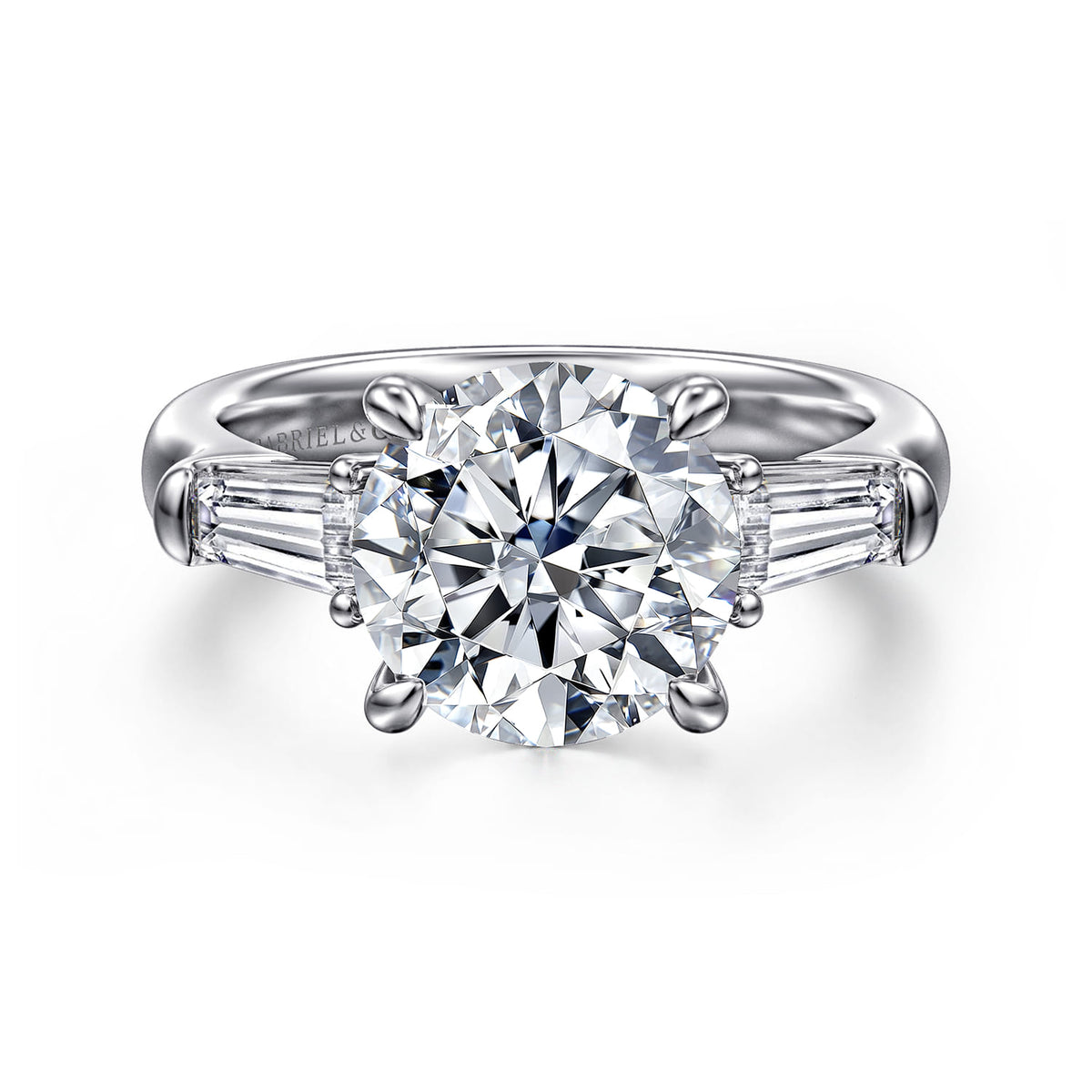 14K White Gold Round Diamond Channel Set Engagement Ring — Gabriel & Co. ER15840R12W43JJ; center stone shown for illustration, not included