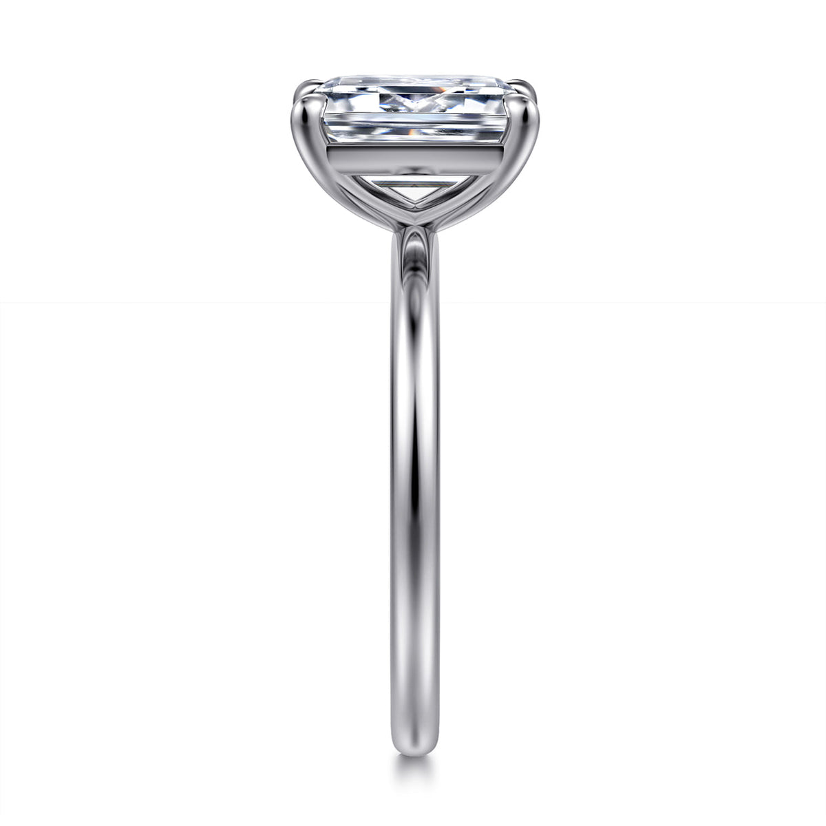 14K White Gold Emerald Cut Solitaire Diamond Engagement Ring — Gabriel & Co. ER15960E8W4JJJ; center stone shown for illustration, not included