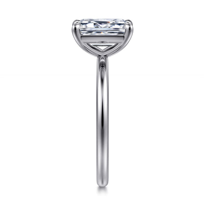 14K White Gold Emerald Cut Solitaire Diamond Engagement Ring — Gabriel & Co. ER15960E8W4JJJ; center stone shown for illustration, not included