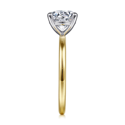 14K White-Yellow Gold Round Solitaire Diamond Engagement Ring — Gabriel & Co. ER15960R6M4JJJ; center stone shown for illustration, not included