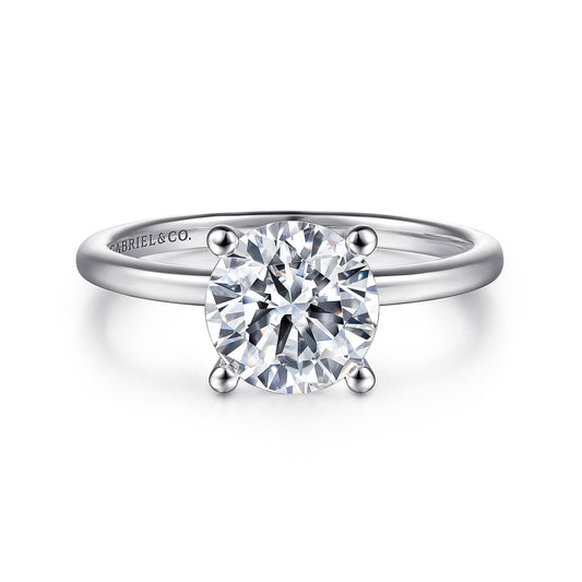 Platinum Round Solitaire Diamond Engagement Ring — Gabriel & Co. ER15960R6PTJJJ; center stone shown for illustration, not included