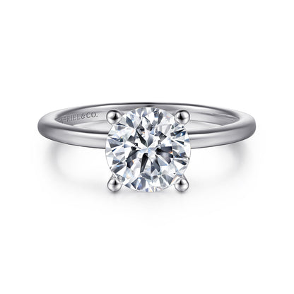 14K White Gold Round Solitaire Diamond Engagement Ring — Gabriel & Co. ER15960R6W4JJJ; center stone shown for illustration, not included