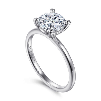 14K White Gold Round Solitaire Diamond Engagement Ring — Gabriel & Co. ER15960R6W4JJJ; center stone shown for illustration, not included
