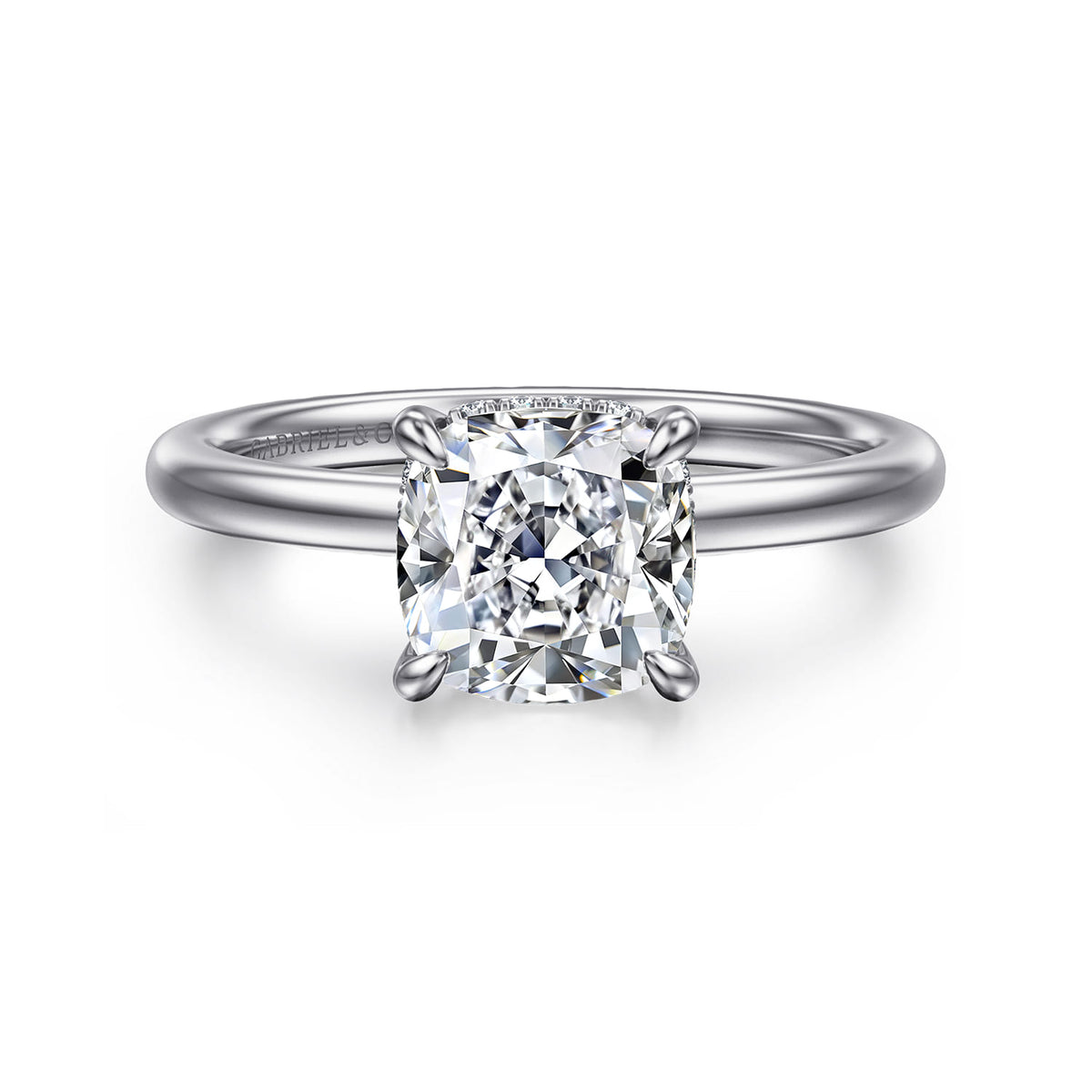 14K White Gold  Cushion Diamond Engagement Ring — ER15972C8W44JJ; center stone shown for illustration, not included
