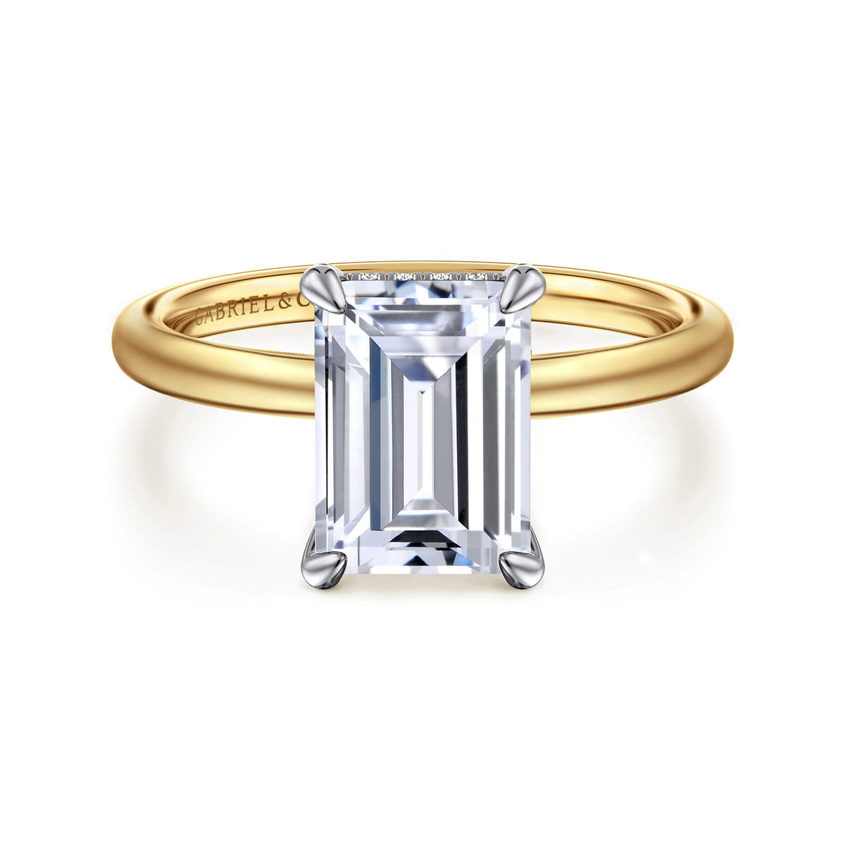 14K White-Yellow Gold  Emerald Cut Diamond Engagement Ring — ER15972E10M44JJ; center stone shown for illustration, not included