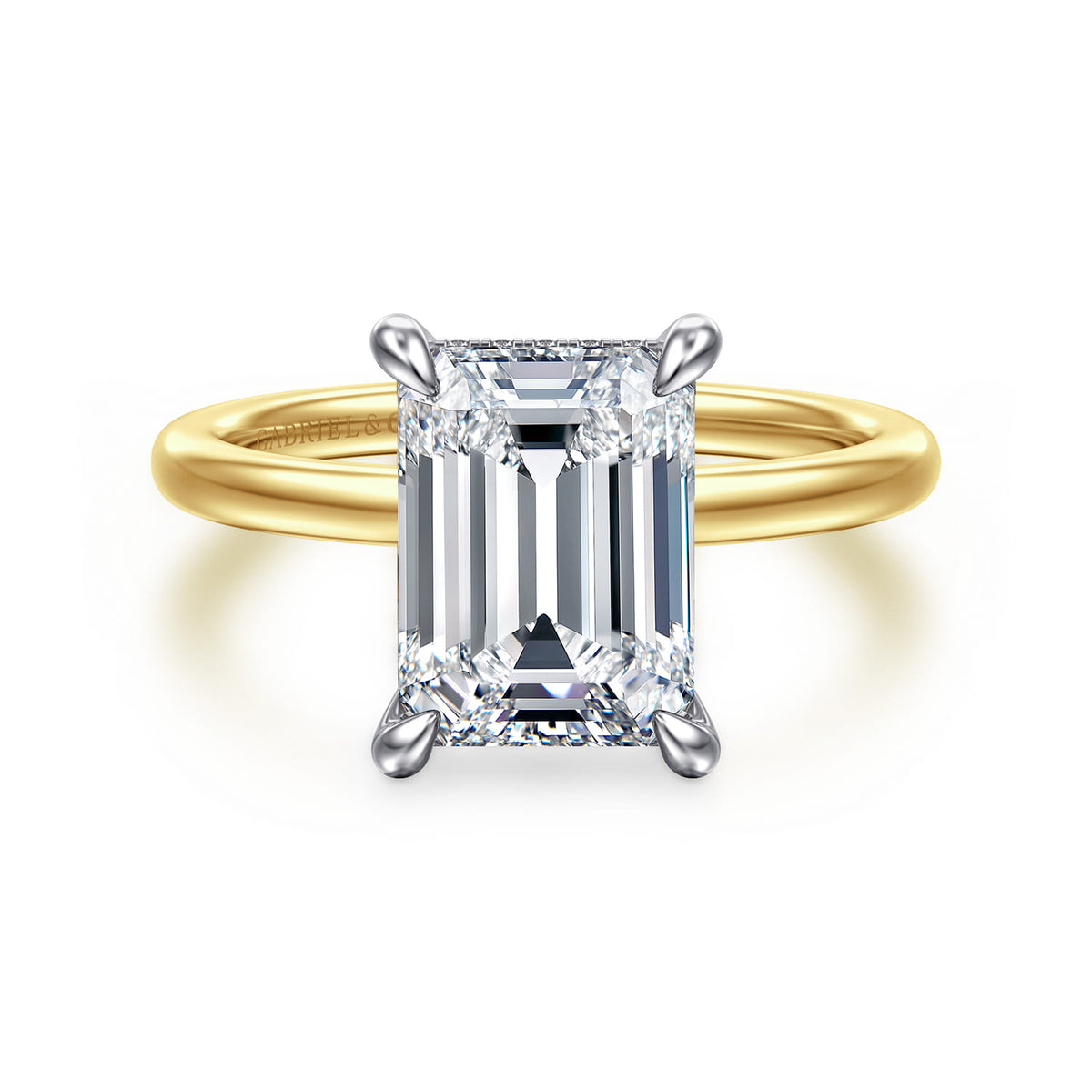 14K White-Yellow Gold  Emerald Cut Diamond Engagement Ring — ER15972E12M44JJ; center stone shown for illustration, not included